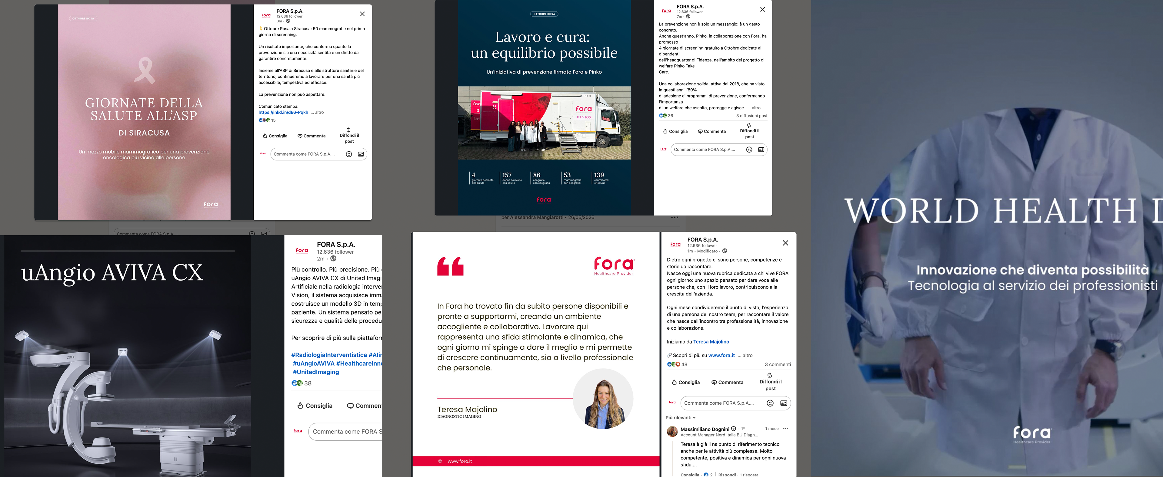 Post e grafiche del canale LinkedIn Fora